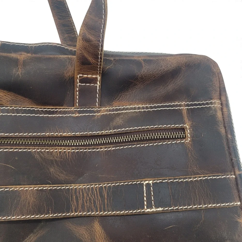 HLC Full Grain Leather Messenger Bag 18